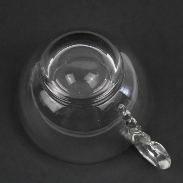  Lot Of 4 Matching Unbranded Clear Glass Tea/Coffee Cup Shell Handle 2.25" Tall