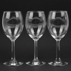  Lot Of 3 Matching Unbranded Clear Glass Small Wine Glasses 7" Tall