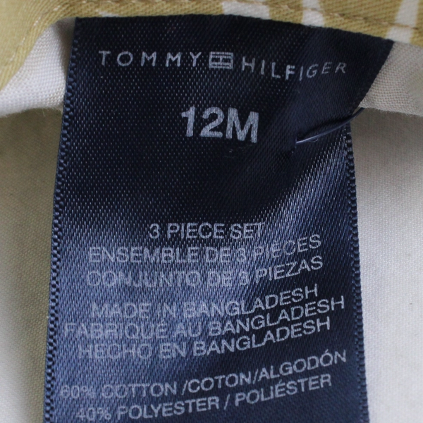 Tommy Hilfiger Beige and White Palm Frond Pattern Button-Up Boys' Size 12M