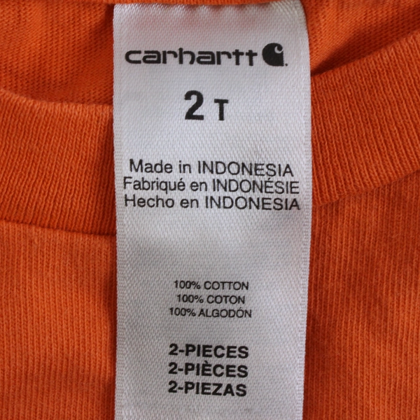 Carhartt Orange Short-Sleeve T-Shirt Kids' Size 2T FLAWED