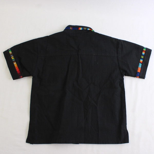 Black Short-Sleeve Guayabera Button-Up Shirt Boys' Size 4