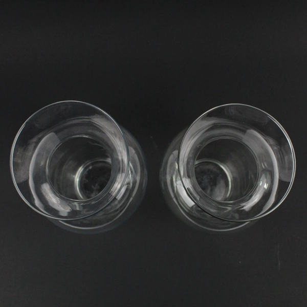 Set of 2 Matching Clear Glass Bouquet Flower Vases 8 3/4"