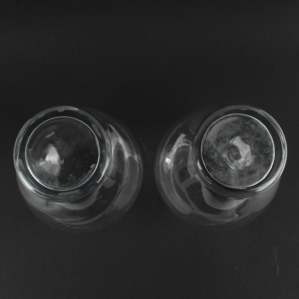 Set of 2 Matching Clear Glass Bouquet Flower Vases 8 3/4"