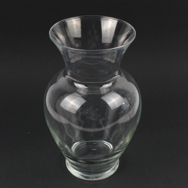 Set of 2 Matching Clear Glass Bouquet Flower Vases 8 3/4"