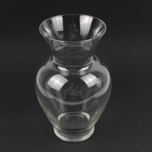 Set of 2 Matching Clear Glass Bouquet Flower Vases 8 3/4"