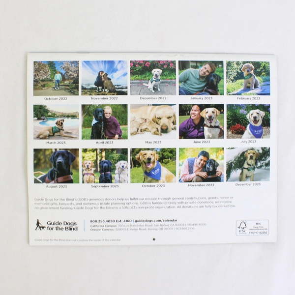 2022-2023 Guide Dogs For The Blind Wall Calendar Dogs Puppies