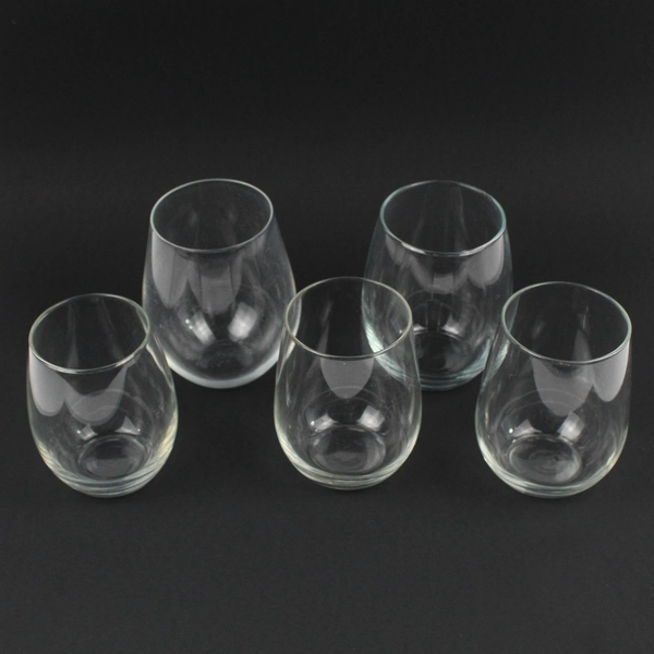 Lot of 5 Clear Stemless Wine Glasses Drinkware Barware