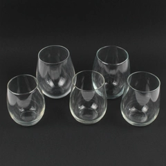 Lot of 5 Clear Stemless Wine Glasses Drinkware Barware