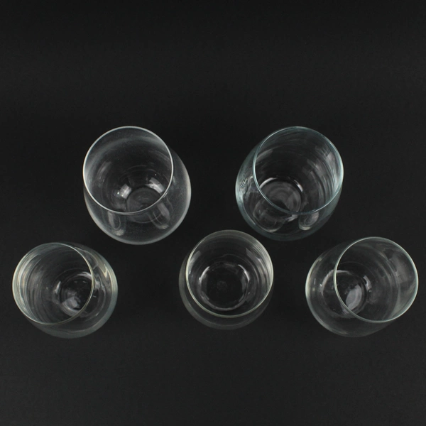 Lot of 5 Clear Stemless Wine Glasses Drinkware Barware