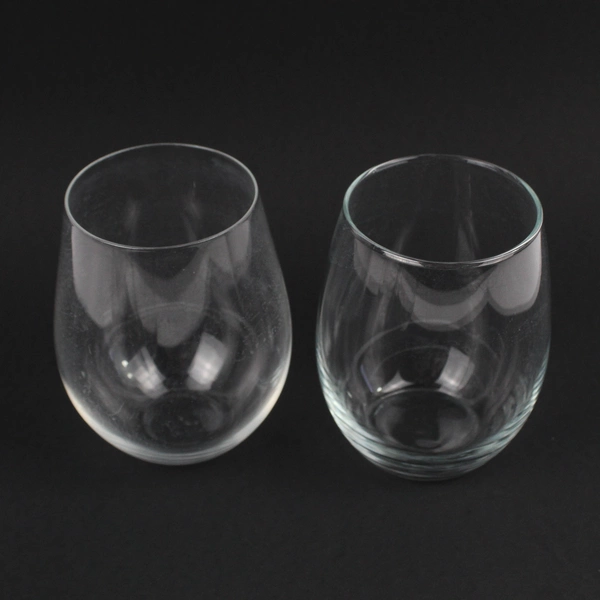 Lot of 5 Clear Stemless Wine Glasses Drinkware Barware