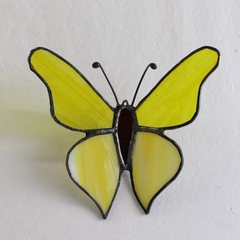 Vintage Handmade Stained Glass Hanging Butterfly Sun Catcher Ornament 5 Inch