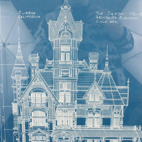 Eureka California Carson Mansion Victorian Home American Blueprint Drawing 1979