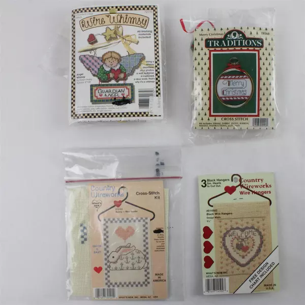 Lot of 4 Cross Stitch Kits Opened Pre-Owned Missing Needle Possible