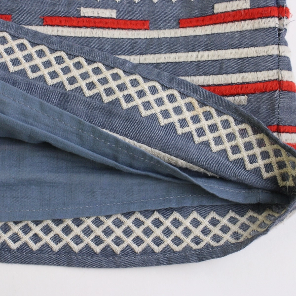 THML Women's XS Gray, White, and Red Embroidered Striped Mini Skirt