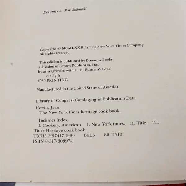 The New York Times Heritage Cook Book Jean Hewitt 1980 Hardcover Vintage