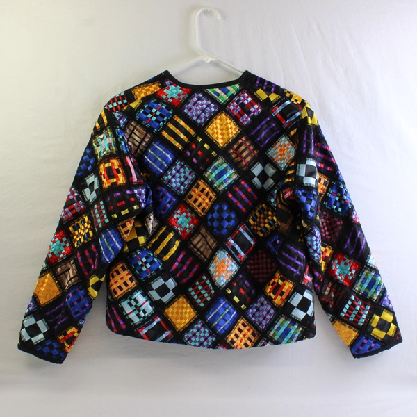 Soul Mates Women's S Multicolor Checker Ribbon Woven Jacket