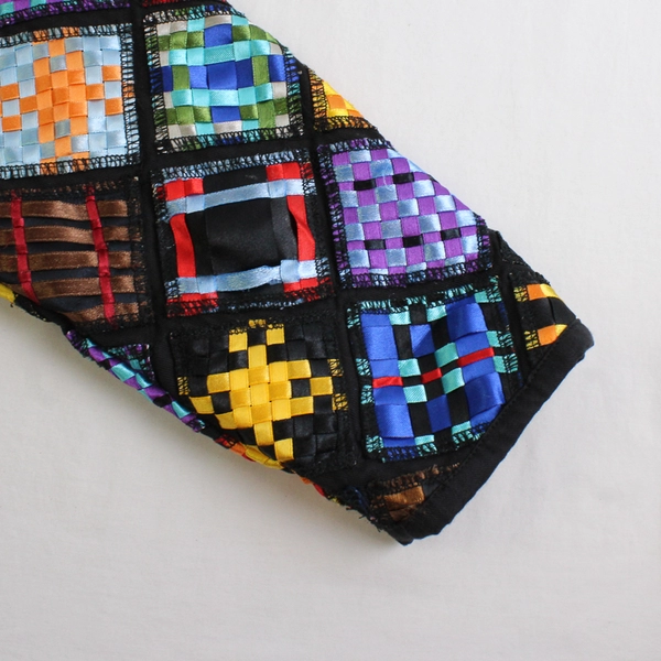 Soul Mates Women's S Multicolor Checker Ribbon Woven Jacket