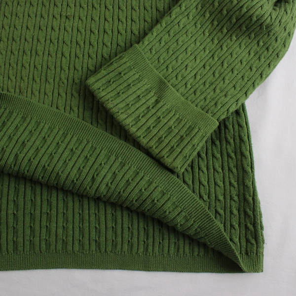 Jones New York Signature Women's XL Green Cable Knit V-Neck Sweater