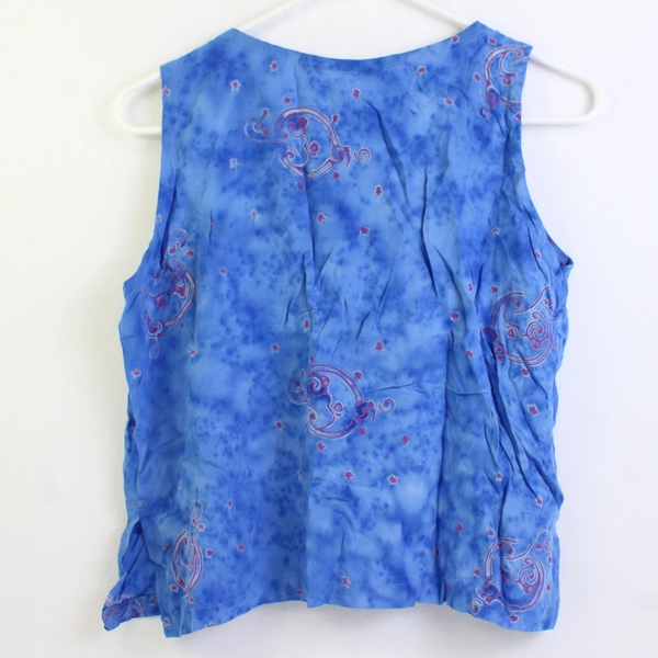 La Luna Loca Women's S Blue Tie Dye Button-Up Tank Top