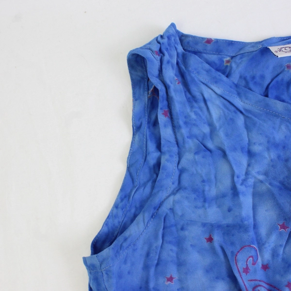 La Luna Loca Women's S Blue Tie Dye Button-Up Tank Top