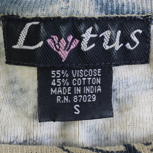 Lotus Women's S Blue and Green Tie Dye Beaded Floral Tank Top