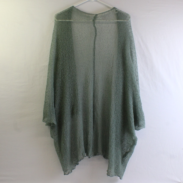 Wild Thing of Chico CA / Wild Woman OS Green Asymmetric Crochet Cardigan
