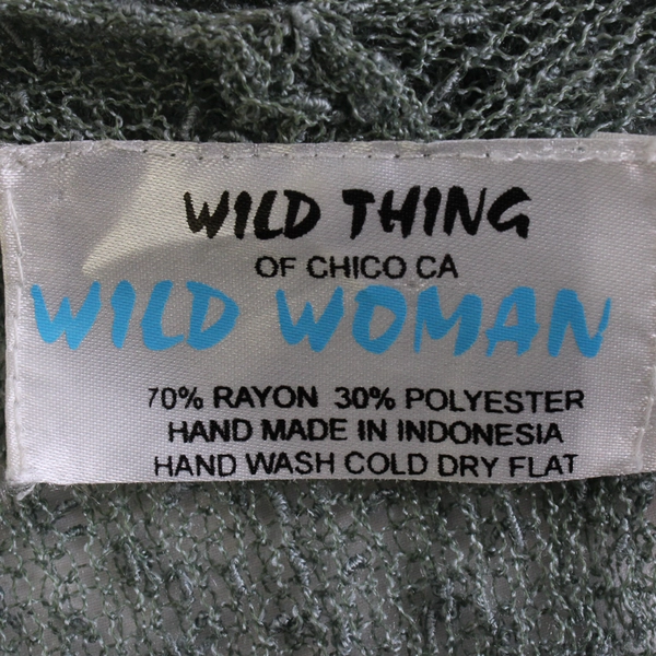 Wild Thing of Chico CA / Wild Woman OS Green Asymmetric Crochet Cardigan