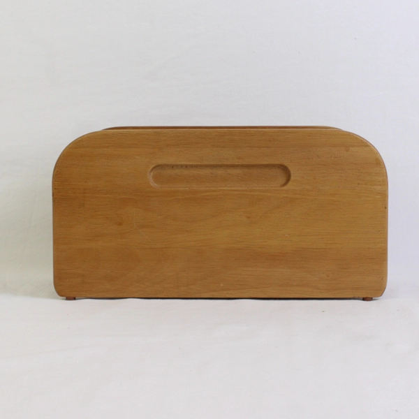 Vintage Teak Wood Roll-Top Floppy Disk Storage Box