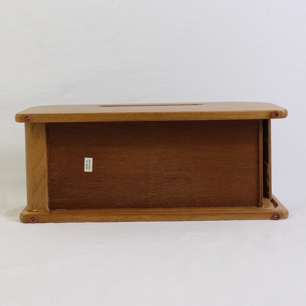 Vintage Teak Wood Roll-Top Floppy Disk Storage Box
