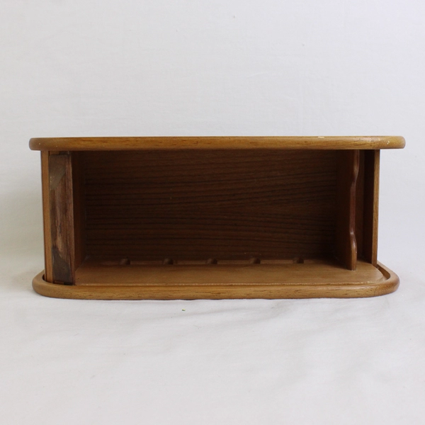 Vintage Teak Wood Roll-Top Floppy Disk Storage Box