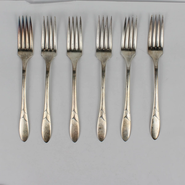 Lot of 6 Oneida Lady Hamilton Silverplate Dinner Forks 7.75"