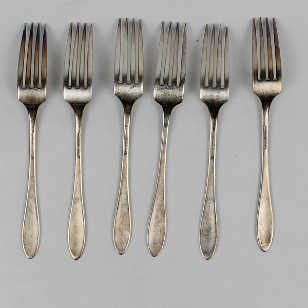 Lot of 6 Oneida Lady Hamilton Silverplate Dinner Forks 7.75"