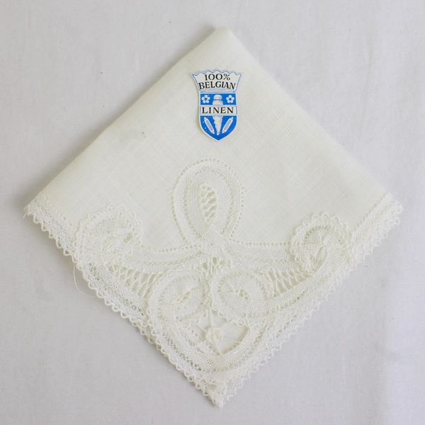 Vintage F. Rubbrecht Dentelles Linen Lace Handkerchief