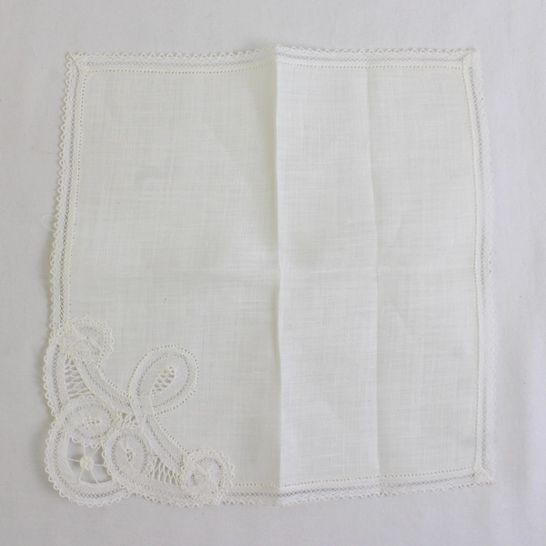 Vintage F. Rubbrecht Dentelles Linen Lace Handkerchief