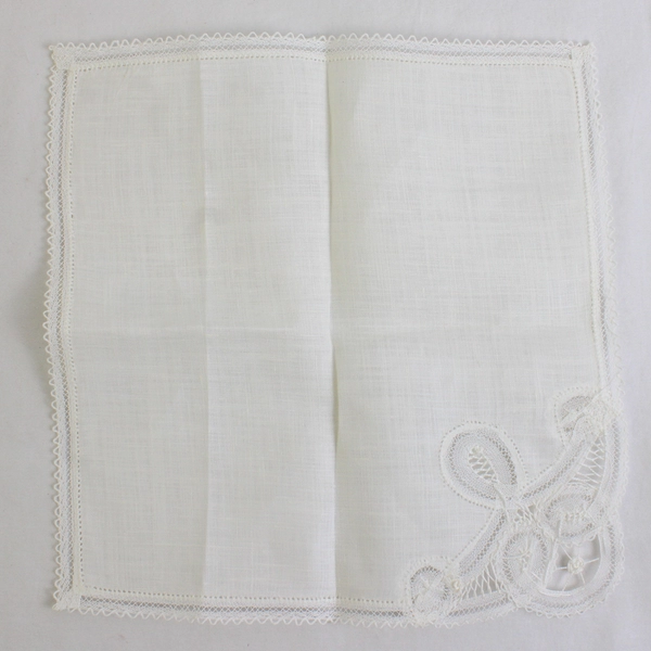 Vintage F. Rubbrecht Dentelles Linen Lace Handkerchief