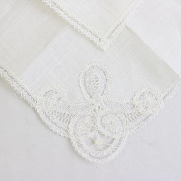 Vintage F. Rubbrecht Dentelles Linen Lace Handkerchief