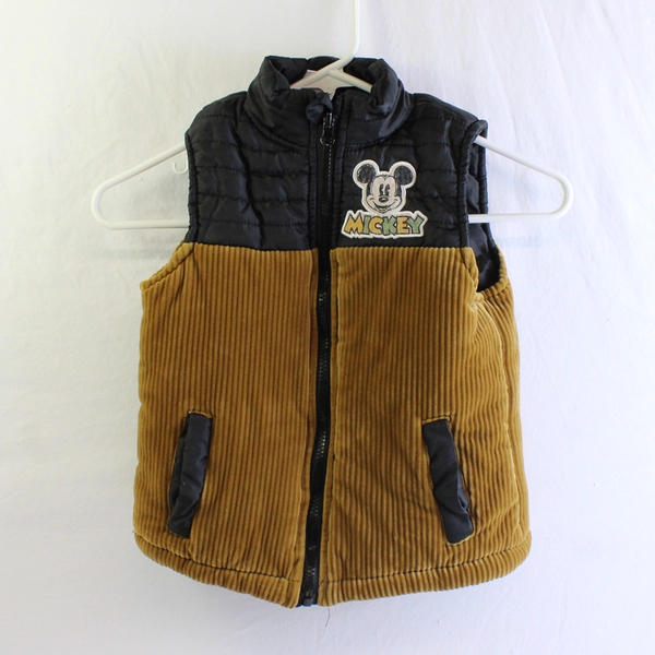 Disney Junior Mickey Mouse Brown and Black Zip-Up Vest Boys' Size 5T