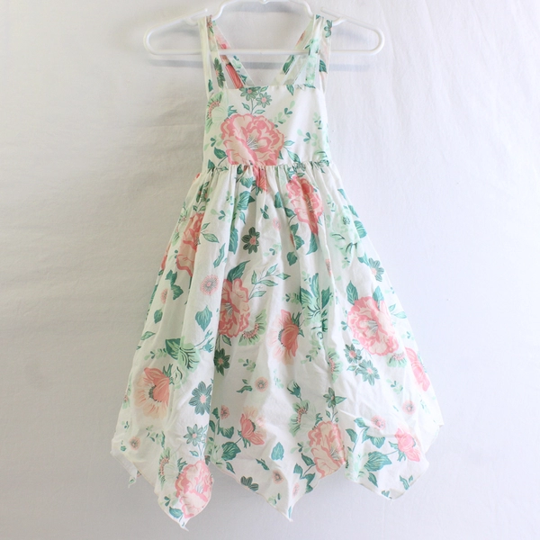 Joie White Pink Green Floral Cross Strap Dress Girls' Size 3T
