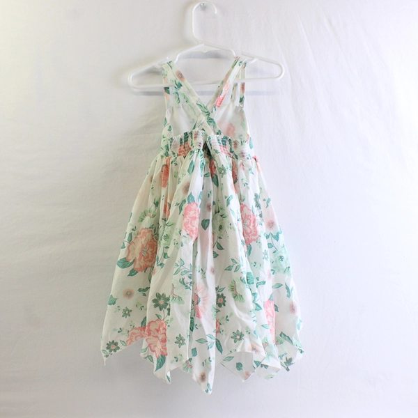 Joie White Pink Green Floral Cross Strap Dress Girls' Size 3T
