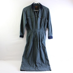 Vintage Eddie Bauer Green and Blue Gingham Long-Sleeve Dress Women's XS Petite