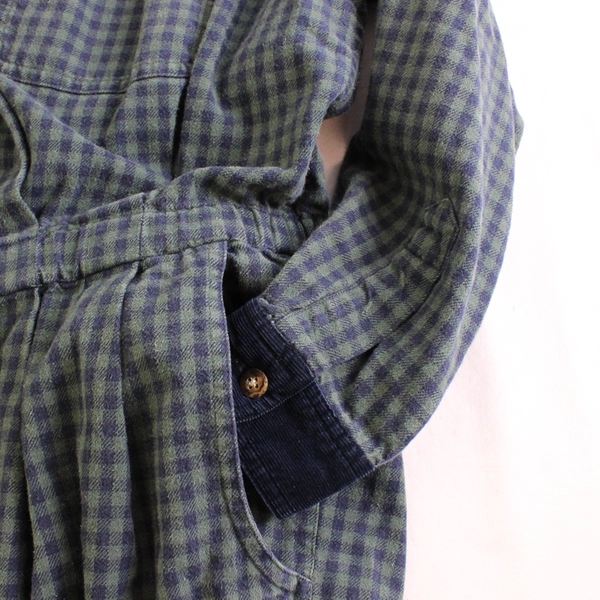 Vintage Eddie Bauer Green and Blue Gingham Long-Sleeve Dress Women's XS Petite