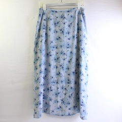 VTG Petite Sophisticate Blue Floral Print Silk Maxi Skirt Women's Size 10 FLAW