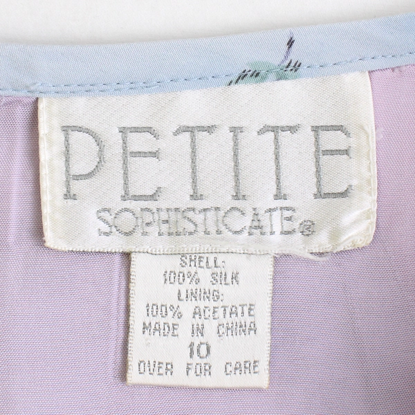 VTG Petite Sophisticate Blue Floral Print Silk Maxi Skirt Women's Size 10 FLAW