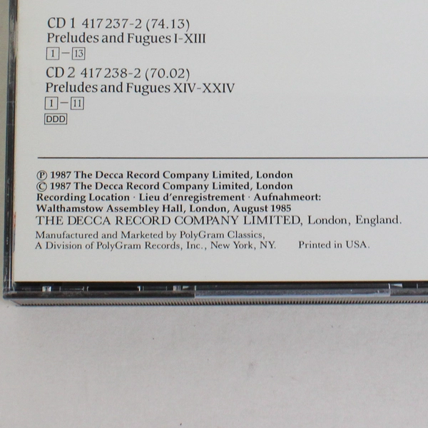 Well-Tempered Clavier Book 2 by Andras Schiff (2 CD Set, 1990)