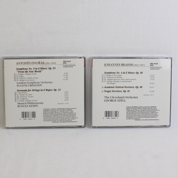Lot Of 2 Sony Essential Classics Orchestral Works CDs Dvorak Brahms