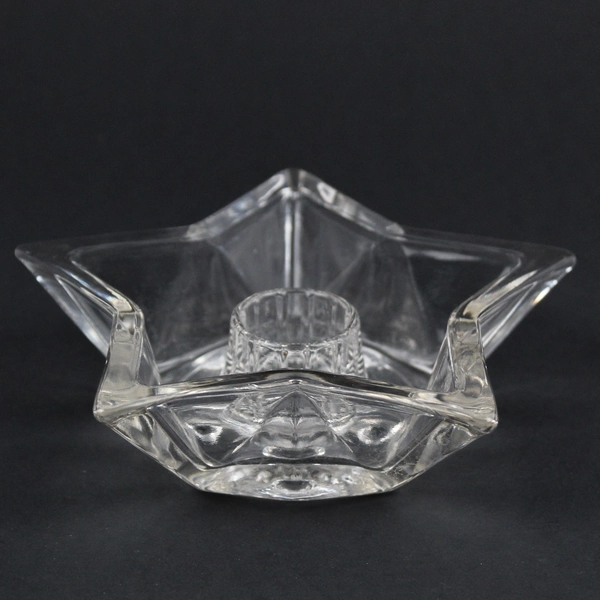 Set Of 3 Unbranded Clear Glass 5 Point Star Candle Holders For Taper 4.5"