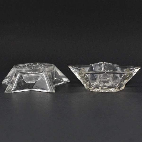 Set Of 3 Unbranded Clear Glass 5 Point Star Candle Holders For Taper 4.5"