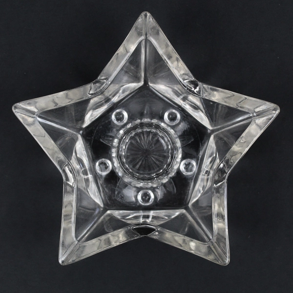 Set Of 3 Unbranded Clear Glass 5 Point Star Candle Holders For Taper 4.5"
