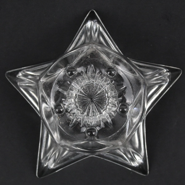 Set Of 3 Unbranded Clear Glass 5 Point Star Candle Holders For Taper 4.5"