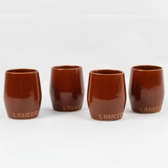 Lot Of 4 Vintage Matching Lancers Solid Brown Ceramic Wine Mugs 3.75" Tall